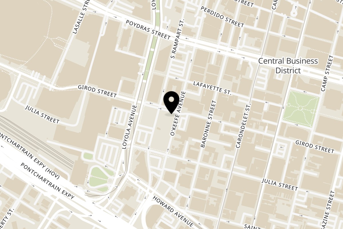 Map showing the location of Tacos del Cartel New Orleans on 1010 Girod St in New Orleans